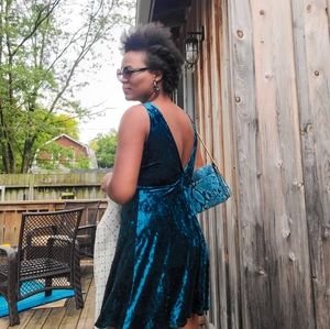 Elegant Blue Velvet Dress
